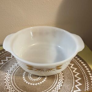 VTG FireKing Golden Wheat Milk Glass Casserole Dish Made in USA